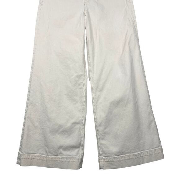 Anthropologie Maeve High Waist Wide-Leg Pants Ivory Size 30 Classic Casual - Picture 3 of 11